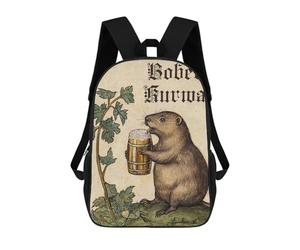 sinyumoney Medieval Bober Kurwa Beer School Bag Bookbag 3D Printed Children's Backpacks for Kids Boy Girl Book Bags Kids School Bag Travel Rucksacks 17inch