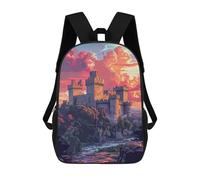 sinyumoney Medieval Castle Sunset-2 Children's Backpacks 17inch School Backpack 3D Printed Bag Bookbag for Kids Travel Rucksacks Boy Girl Book Bags Kids School Bag