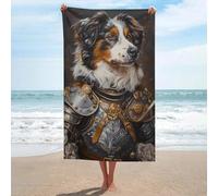 sinyumoney Medieval Knight Dog Armor-2 GSM Washable Towels Soft Highly Absorbent Beach Towel for Swimming Pool Camping Beach 130cm*80cm