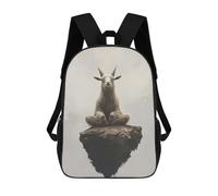 sinyumoney Meditating Goat on A Cliff Children's School Backpack 3D Printed for Kids Travel Rucksacks Book Bags Kids School Bag 17inch