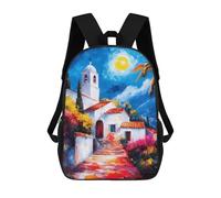 sinyumoney Mediterranean Village at Night School Backpack Large Water Resistant Laptop Backpack for Teenage Girls Boys Women Men 17inch
