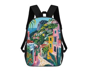 sinyumoney Mediterranean Village Capri Italy Rucksack Rucksack Casual Daypacks School Work Travel Bag for Camping Outdoor Adventures And Daily Travel 17inch