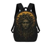 sinyumoney Medusa Portrait with Snakes And Golden Halo Backpacks, Kids Backpack Student School Bag 3D Printed Travel Backpacks Fashion Accessory Backpack Children Waterproof School Bags 17inch