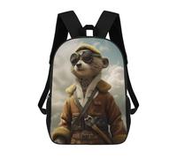sinyumoney Meerkat As A Pilot Backpacks Kids 17inch School Backpack School Bag 3D Printed School Bag for Boys Elementary And Middle School Students