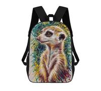 sinyumoney Meerkat in Grass School Backpack 3D Printed Children's 17inch Backpacks Bag Bookbag for Kids Boy Girl Book Bags Kids School Bag Travel Rucksacks