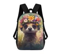 sinyumoney Meerkat with Flower Crown School Backpack Water Resistant Travel Backpack Computer Bag for Men, Women & Teenage Boys 17inch