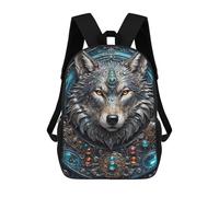 sinyumoney Mega Steampunk Wolf Children's Backpack, 17 Inch 3D Printed School Backpack, Backpack Cartoon Adjustable School Bag for Primary School