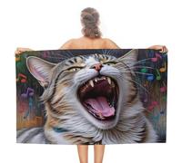 sinyumoney Meowing Melody Cat Art Print GSM Washable Towels Highly Absorbent Quick Beach Towel Bath And Pool 130cm*80cm