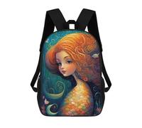 sinyumoney Mermaid Enchanted Isle Backpack School Bag Secondary Causal Travel High School Bags for School/Work/Travel 17inch
