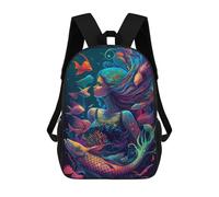 sinyumoney Mermaid Painting Backpack 3D Printed Children's School Backpack for Kids High Capacity Travel Rucksacks Book Bags Kids School Bag Back Pack 17inch