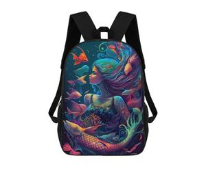 sinyumoney Mermaid Painting Backpack 3D Printed Children's School Backpack for Kids High Capacity Travel Rucksacks Book Bags Kids School Bag Back Pack 17inch