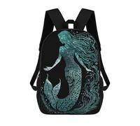 sinyumoney Mermaid Silhouette School Backpack School Bags For Girls Boys Backpack With Pocket Fashion School Bag Kids Backpack 17inch