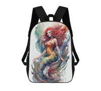 sinyumoney Mermaid Watercolor Rucksack Large Lightweight Casual Backpack for Campus Outdoor Travel Sports 17inch