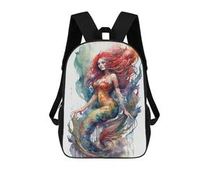 sinyumoney Mermaid Watercolor Rucksack Large Lightweight Casual Backpack for Campus Outdoor Travel Sports 17inch