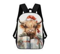 sinyumoney Merry Tiny Cow Xmas School Bag Backpack Teen Schoolbag 3D Printing Adjustable Schoolbag Fashion Pocket Bag for Kids Boys Girls Students And Teenagers Fans 17inch