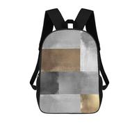 sinyumoney Metal And Gold Art B Children's Backpack, 3D Printed School Backpack, Backpack for Boys Girls, Adjustable School Bag for Primary School 17inch