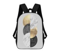 sinyumoney Metallic And Gold Art 02 School Bag Backpack Teen Schoolbag 3D Printing Adjustable Schoolbag Fashion Pocket Bag for Kids Boys Girls Students And Teenagers Fans 17inch