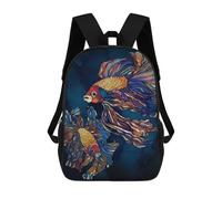 sinyumoney Metallic Betta Fish Children's 17 Inch School Backpack 3D Printed Cool Knapsack for Kids Travel Rucksacks Book Bags Kids School Bag