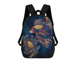 sinyumoney Metallic Betta Fish School Bags Rucksack Casual Daypacks School Work Travel Bag for Campus Outdoor Travel Sports 17inch