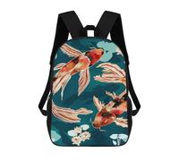 sinyumoney Metallic Koi VII Kids School Backpack 17 Inch School Bag 3D Printed School Bag for Boys Elementary And Middle School Students