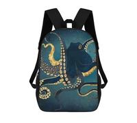 sinyumoney Metallic Octopus IV 17 Inch Backpack School Bag Rucksack for Girls Boys Large Capacity Kids Back Pack Lightweight School Bags for Children Students
