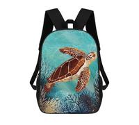 sinyumoney Metallic Sea Turtle Backpack School Bag Lightweight Airport College Students Back Pack for Teenage Girls Boys Women Men 17inch