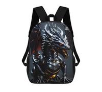 sinyumoney Metallic Silver Dragon Ronaldo Backpack, Children's Backpack, Student School Bag, Book Bag, 3D Printed School Bag For Boys And Girls, 17inch