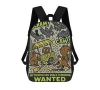 sinyumoney Metropolitan Snack Terrorism Wanted Rucksacks 3D Printed Children 17inch Backpacks Fashion Casual Daypack Travel Bags Outdoor Casual Daypack for Boy And Girl