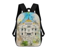 sinyumoney Mexico City Watercolor Rucksack Lightweight Schoolbag Dayback Bookbag College for Girl, Teen Girls 17inch