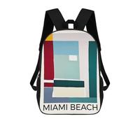 sinyumoney Miami Beach Poster Backpack School Lightweight Casual Daypack School Backpacks for School/Work/Travel 17inch