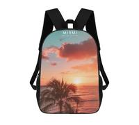 sinyumoney Miami Sunset Palm Trees 3D Printed Kids Backpacks Boys Fashion School Bag Travel Backpacks School Bags for Boys Elementary School Students 17inch