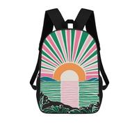 sinyumoney Mid Century Modern Sun Children's 17 Inch School Backpack 3D Printed Cool Knapsack for Kids Travel Rucksacks Book Bags Kids School Bag