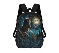 sinyumoney Midnight Jesus Christus Kids School Backpack School Bag 3D Printed School Bag for Boys Elementary And Middle School Students 17inch
