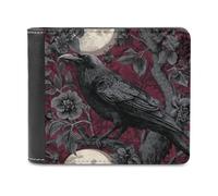 sinyumoney Midnight Raven's Perch 3D Print Men's Wallet Card Slots ID Leather RFID Banknote Compartments Fashion Slim Wallets 11.7cm*9.5cm