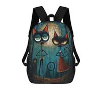 sinyumoney Midnight Whiskers Steampunk Cat Duo Rucksack High Secondary School Bags Casual Backpack for Girls Boys Teenage 17inch