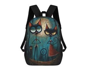 sinyumoney Midnight Whiskers Steampunk Cat Duo Rucksack High Secondary School Bags Casual Backpack for Girls Boys Teenage 17inch