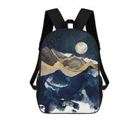 sinyumoney Midnight Winter Kids School Backpack 17 Inch School Bag 3D Printed School Bag for Boys Elementary And Middle School Students