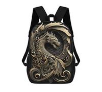 sinyumoney Mighty Dragon Art Deco 17 Inch Backpack School Bag Rucksack for Girls Boys Large Capacity Kids Back Pack Lightweight School Bags for Children Students