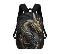 sinyumoney Mighty Golden Dragon God 17 Inch Backpack School Bag Rucksack for Girls Boys Large Capacity Kids Back Pack Lightweight School Bags for Children Students
