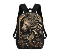 sinyumoney Mighty Golden Lion Children's Backpack, 17 Inch 3D Printed School Backpack, Backpack Cartoon Adjustable School Bag for Primary School