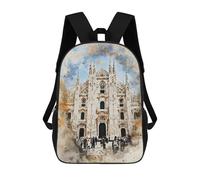sinyumoney Milano Italy Watercolor Backpacks Kids School Backpack School Bag 3D Printed School Bag for Boys Elementary And Middle School Students 17inch