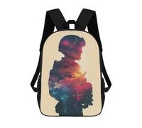 sinyumoney Military Galaxy Silhouette Children's School Backpack Fashion Casual 17inch 3D Printed School Bags Boy School Backpack Large Backpack