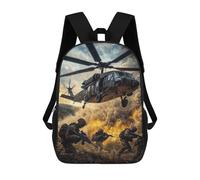 sinyumoney Military Helicopter Action 3D Printed Children's School Backpack for Kids High Capacity Travel Rucksacks Book Bags Kids School Bag Back Pack 17inch
