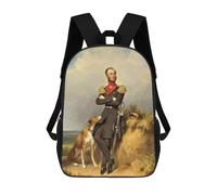 sinyumoney Military Portrait with Dog School Backpack Lightweight Airport College Students Back Pack- Perfect for Travel, Work And Daily Use 17inch