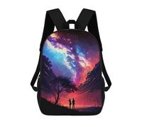 sinyumoney Milky Way Couple Backpack with Pocket 3D Printed Backpacks, Travel Rucksacks Book Bags Kids School Bag 17inch
