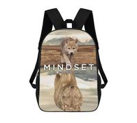 sinyumoney Mindset Is Everything Wolf 17 Inch Backpacks Kids Schoolbag,3D Printed Elementary And Middle School Students Backpacks for Boys Girls