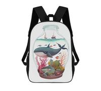 sinyumoney Mini Sea Bottle Aquarium School Bag Backpack Teen Schoolbag 3D Printing Adjustable Schoolbag Fashion Pocket Bag for Kids Boys Girls Students And Teenagers Fans 17inch