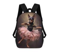 sinyumoney Miniature Pinscher Ballerina Backpack, Children's Backpack, Student School Bag Bookbag Rucksack, 3D Printed School Bag for Boys Girls 17inch