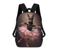 sinyumoney Miniature Pinscher Ballerina Backpack School Fashion Stationery Backpack Waterproof Casual Daypacks for Campus Outdoor Travel Sports 17inch