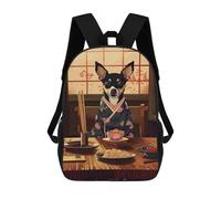 sinyumoney Miniature Pinscher Japanese Food School Bags Work Laptop Backpack Rucksack Bag for Camping Outdoor Adventures And Daily Travel 17inch